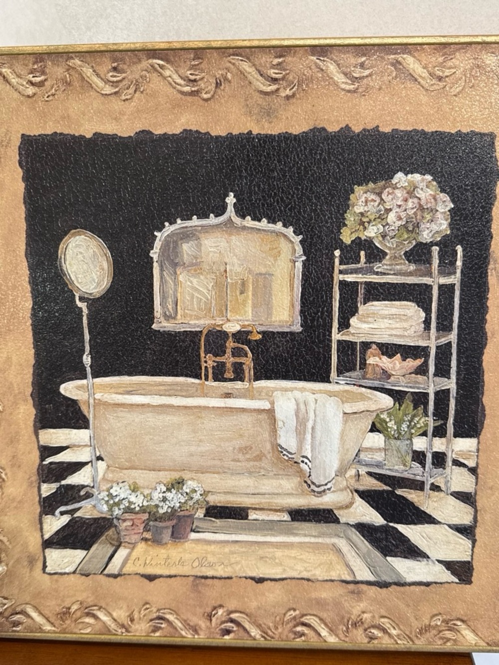 Masion Bath Art in shadow box style frame
